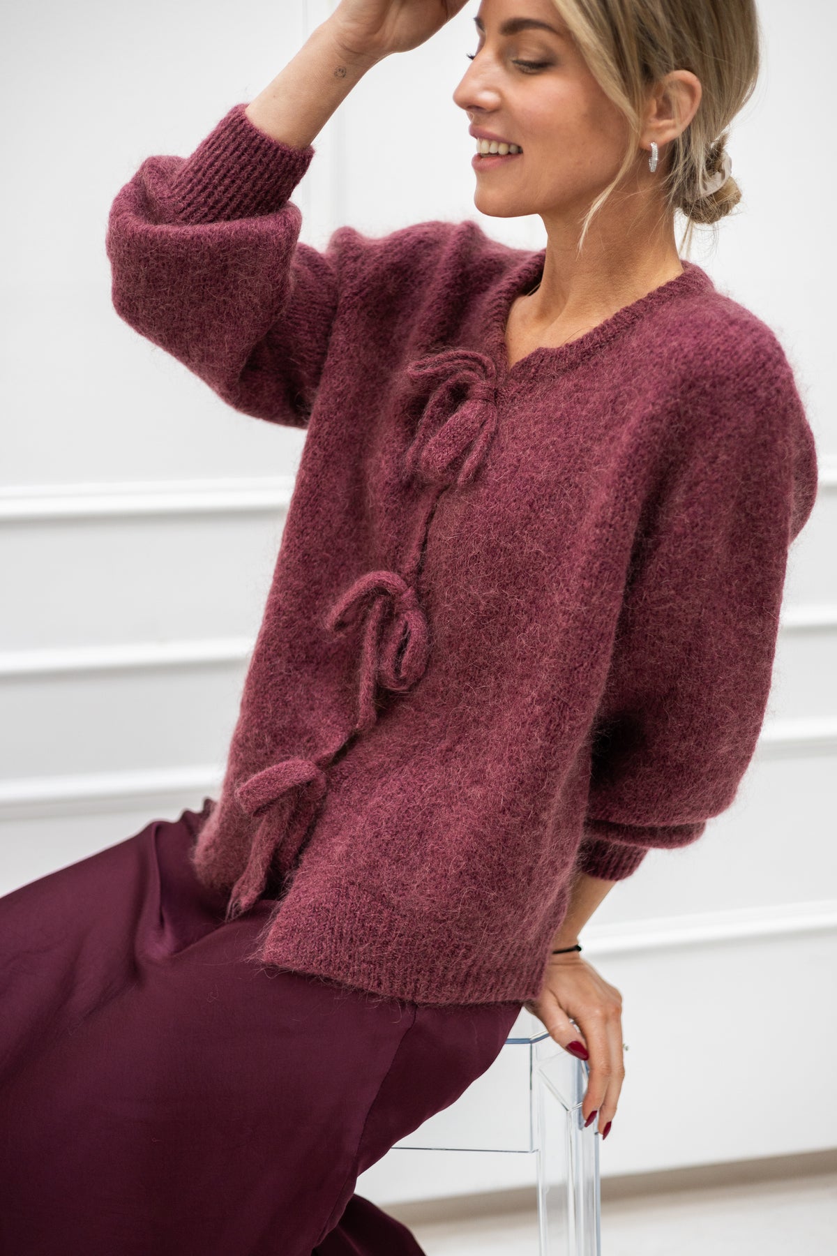 Villa Smilla Cardigan Bow rose