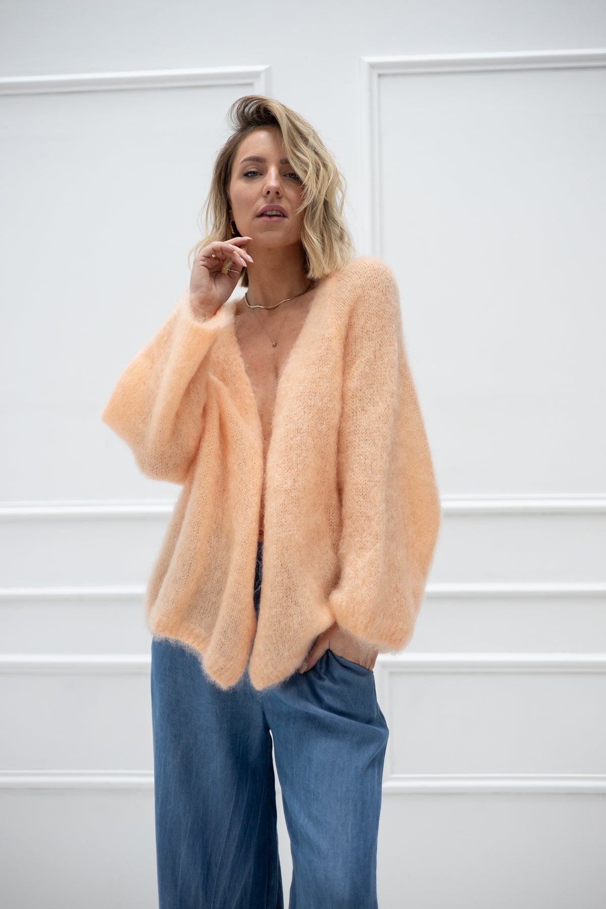 Vorbestellung Villa Smilla Cardigan Mohair Apricot