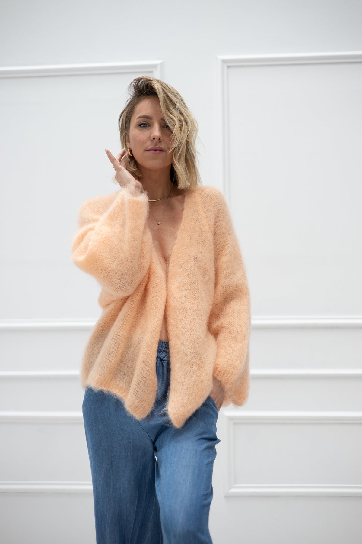 Vorbestellung Villa Smilla Cardigan Mohair Apricot