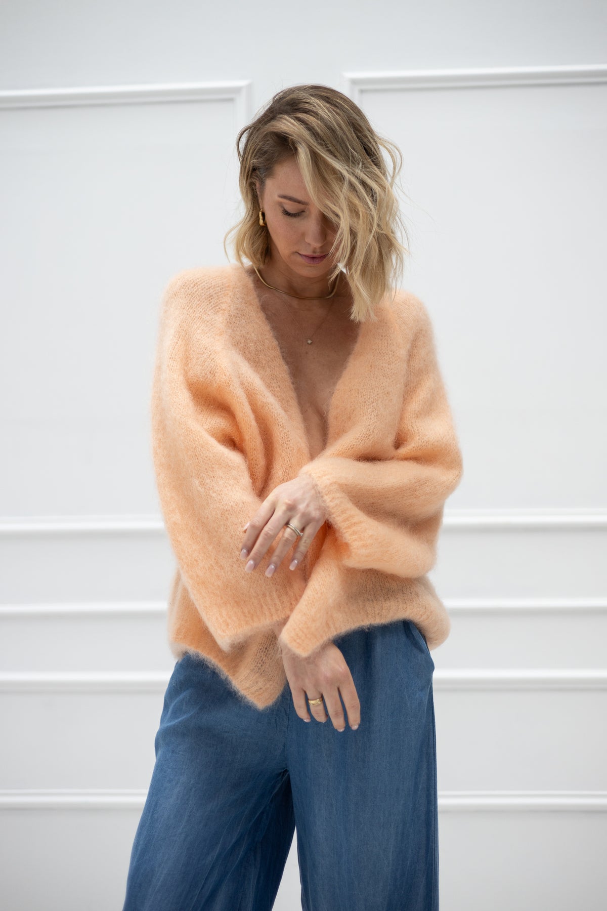 Vorbestellung Villa Smilla Cardigan Mohair Apricot