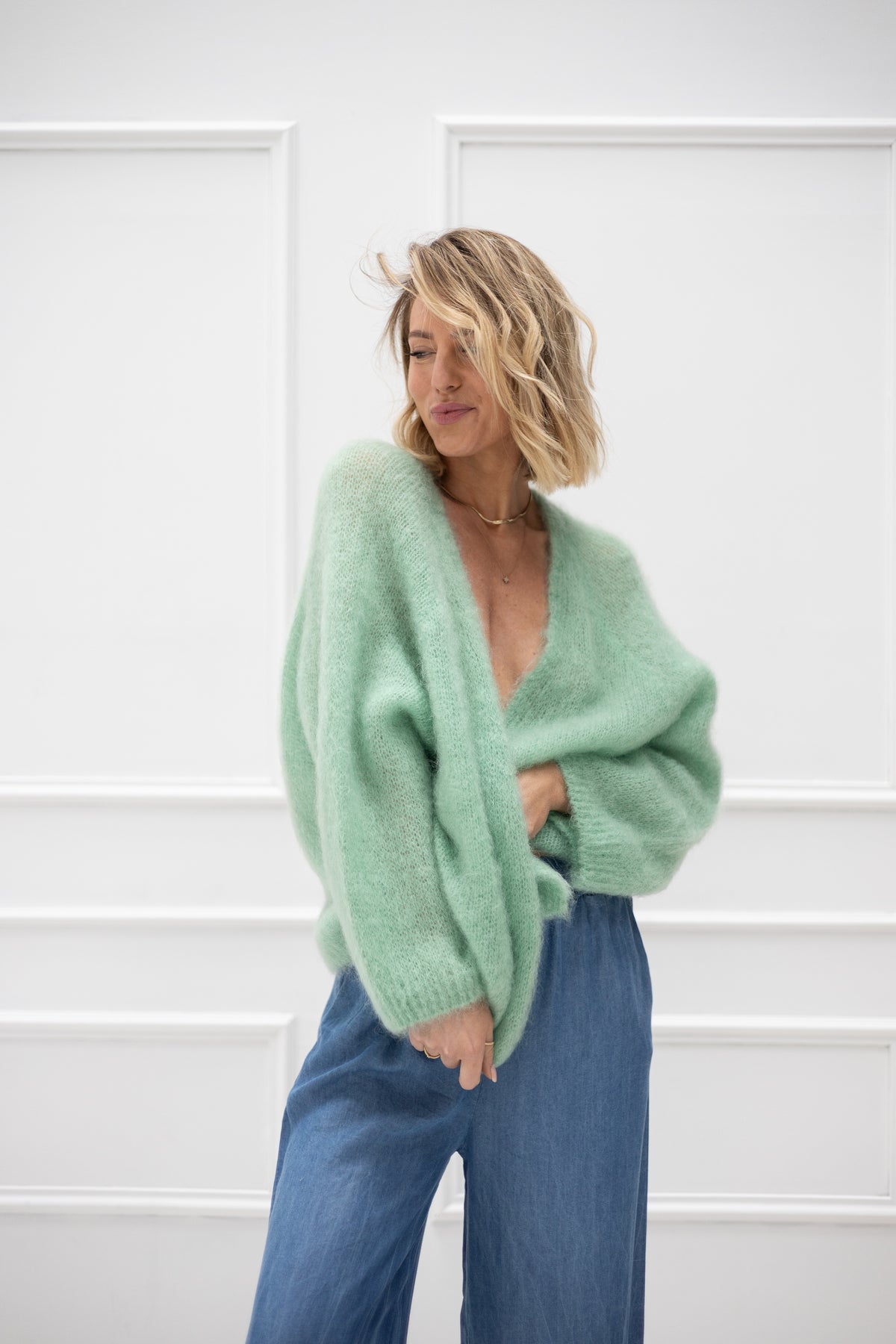 Vorbestellung Villa Smilla Cardigan Mohair mint