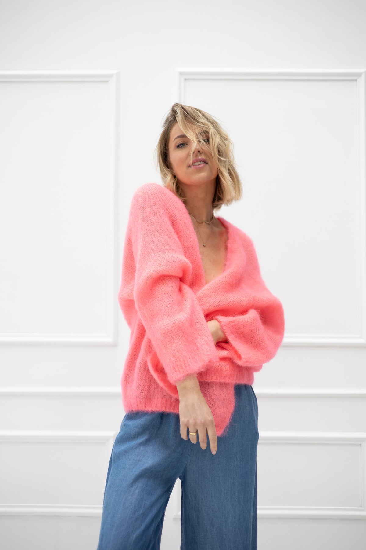 Vorbestellung Villa Smilla Cardigan Mohair Neon