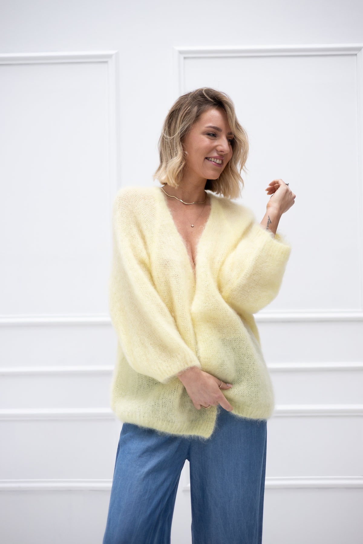 Villa Smilla Cardigan Mohair gelb