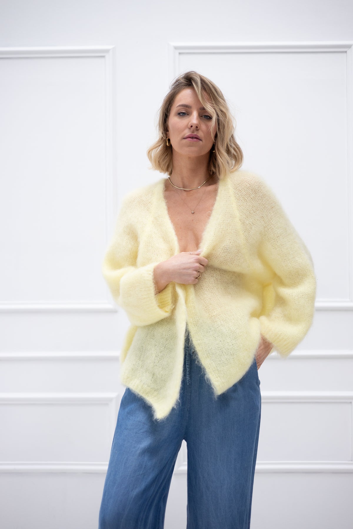 Villa Smilla Cardigan Mohair gelb