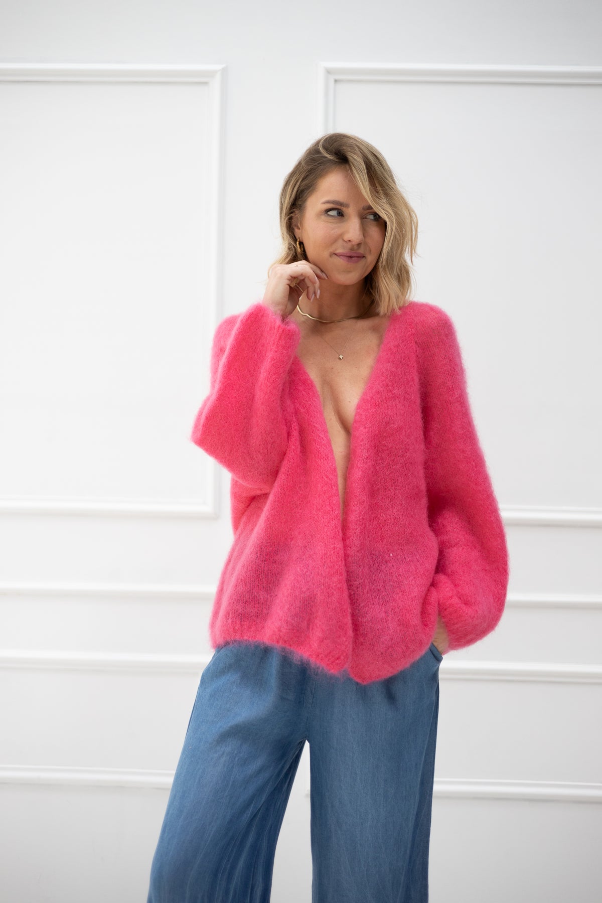 Vorbestellung Villa Smilla Cardigan Mohair Pink