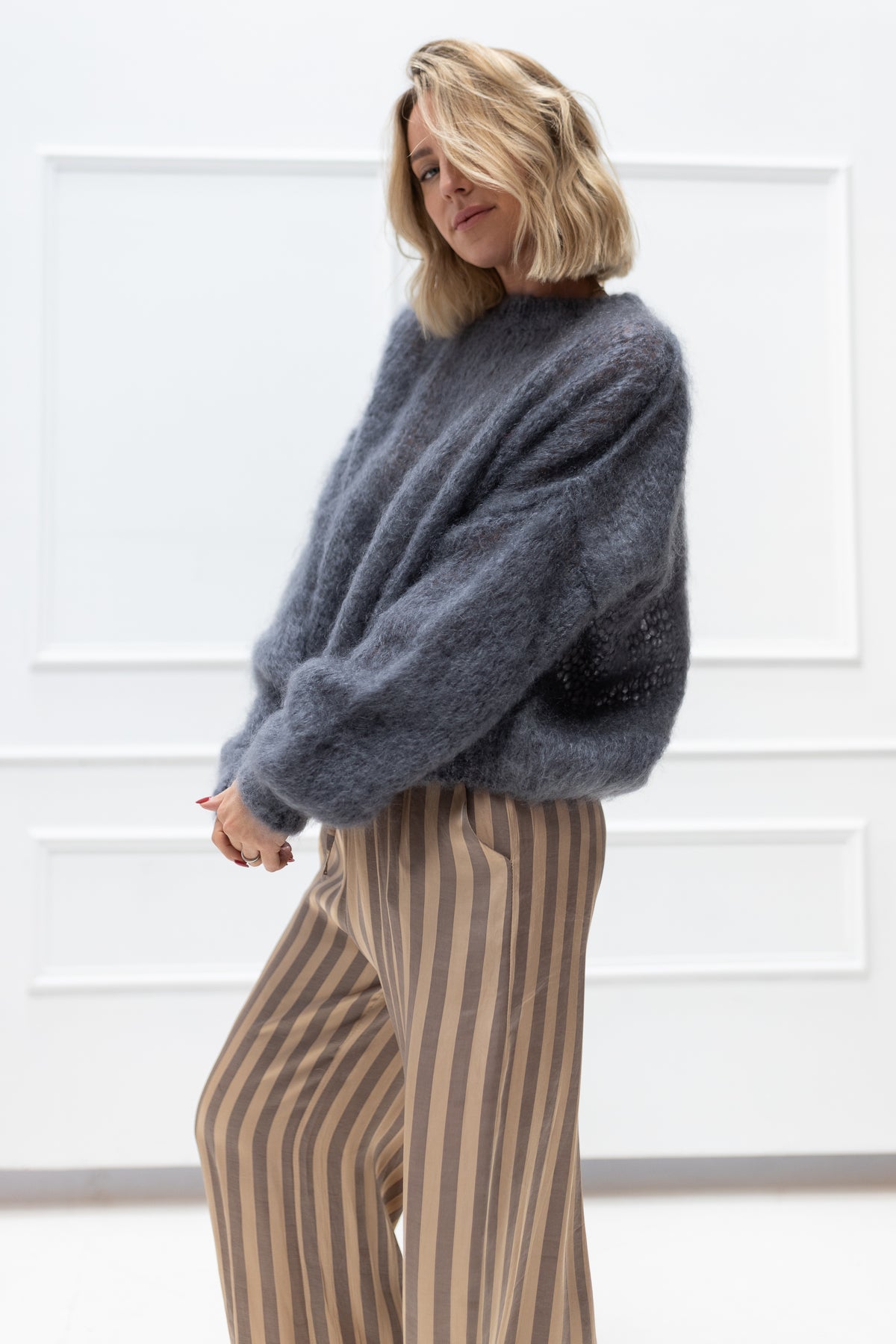 Villa Smilla Mohair Pullover Mathilde grau