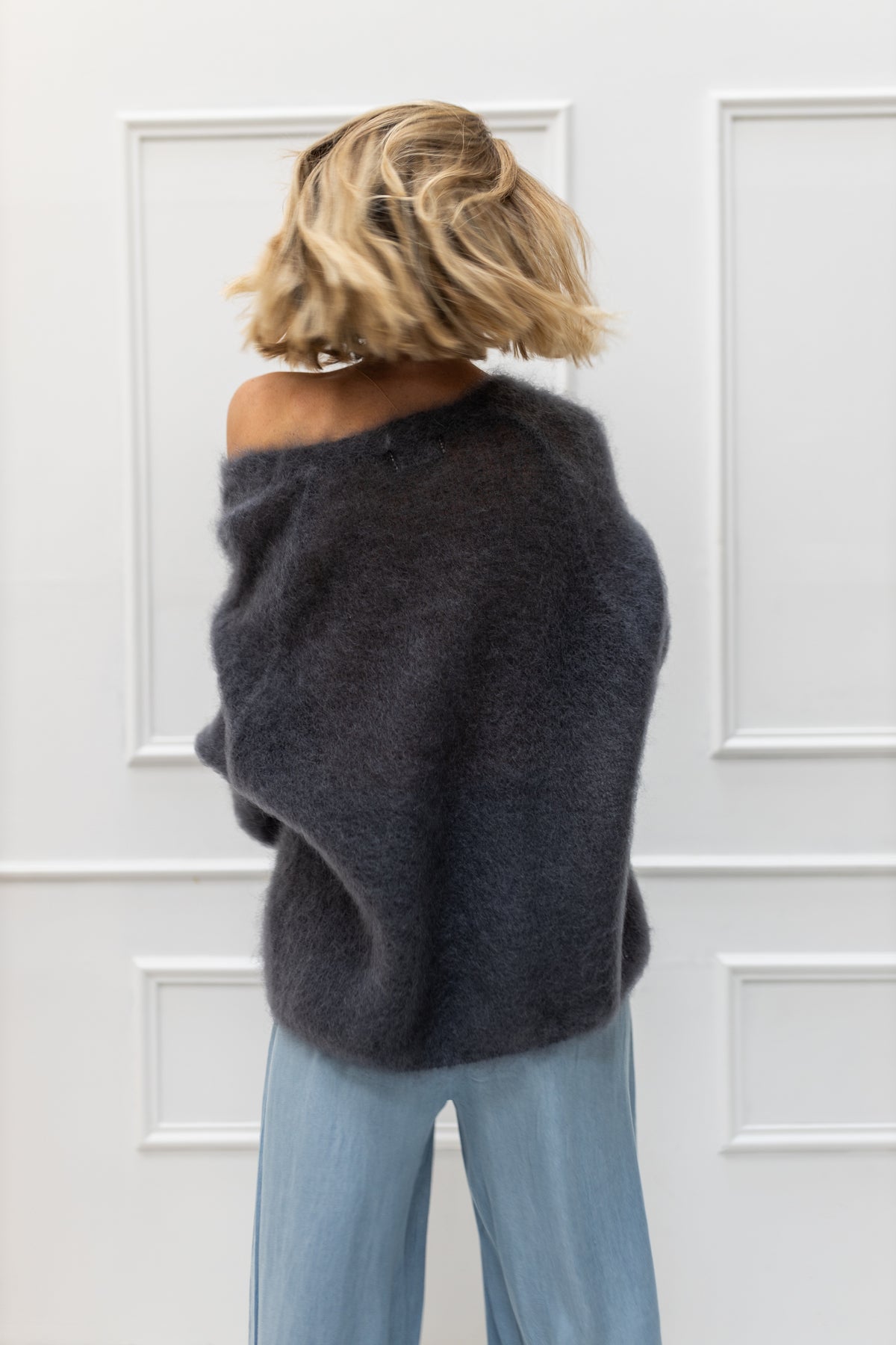 Villa Smilla Cardigan Mohair grau