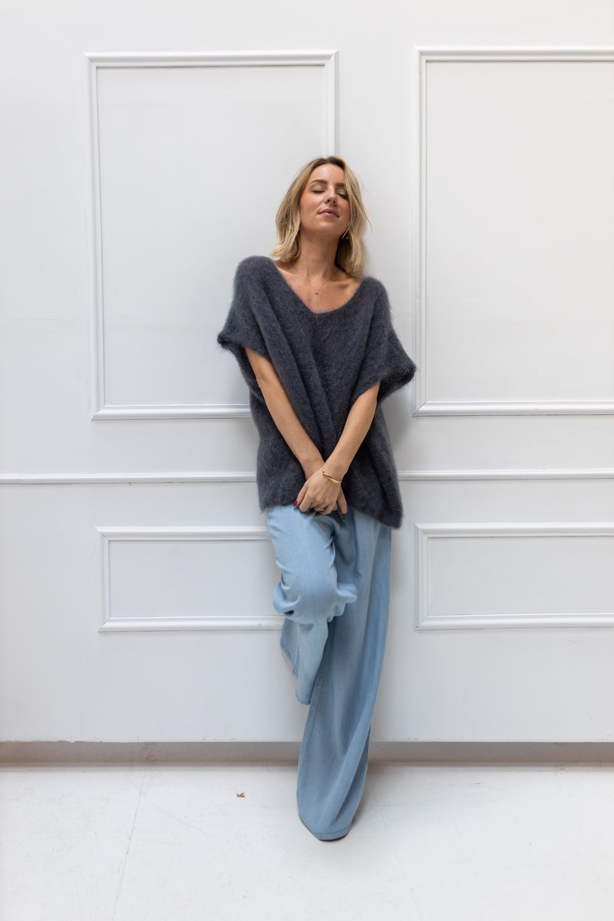 Villa Smilla Mohair Pullunder Annegret grau