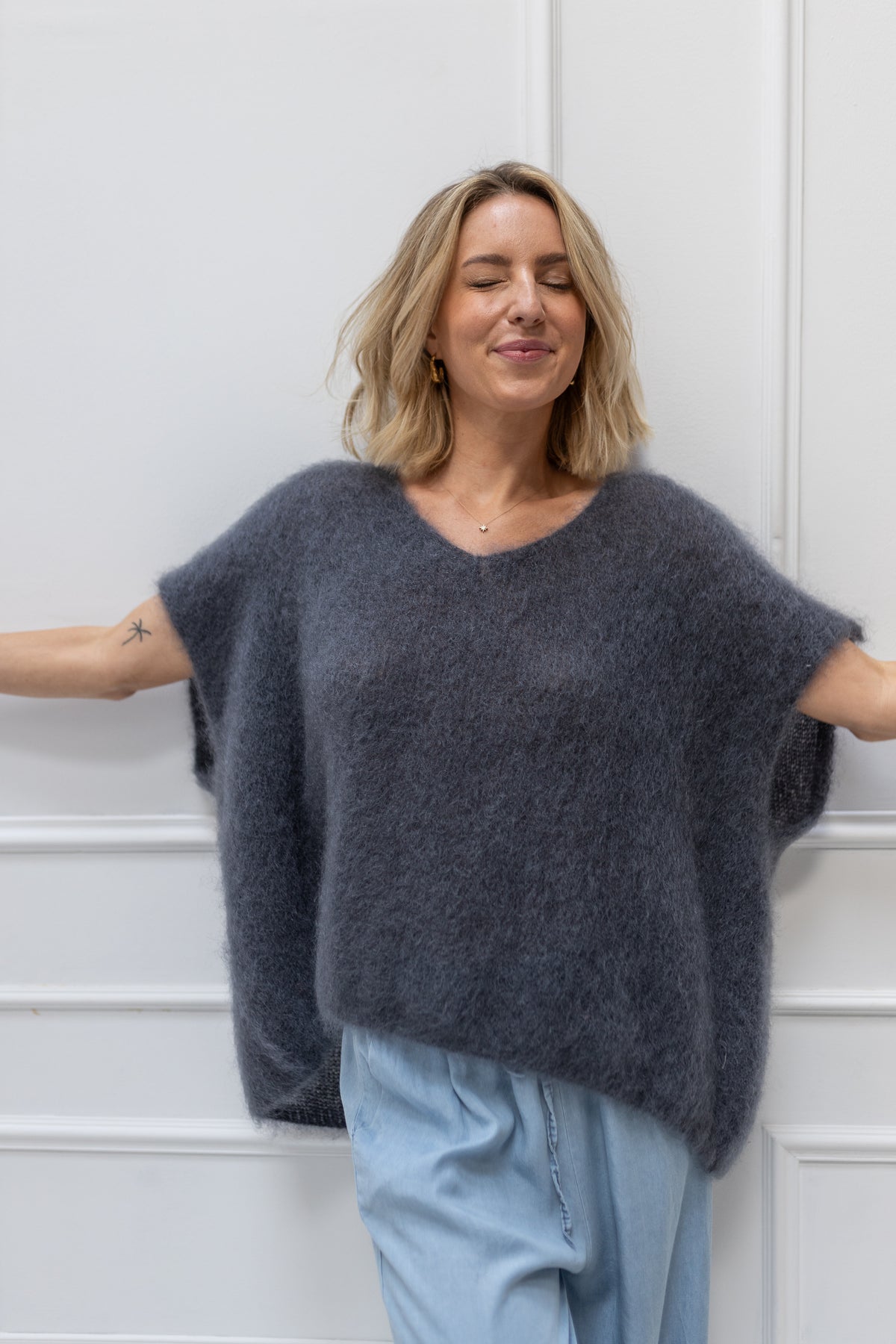 Villa Smilla Mohair Pullunder Annegret grau